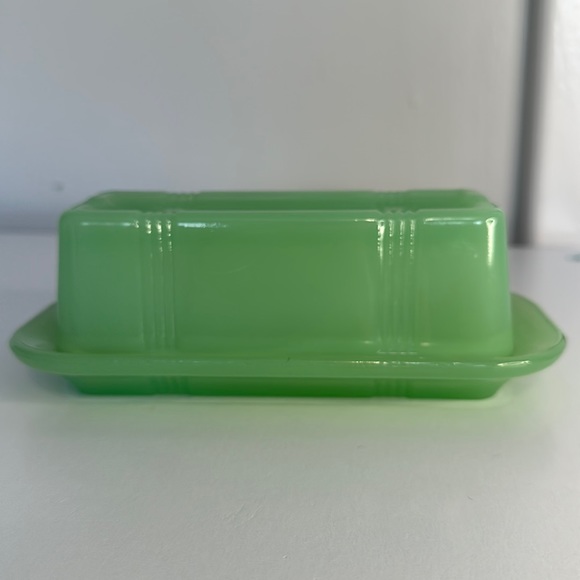 Kitchen Vintage Jadeite Green Glass Butter Dish Poshmark